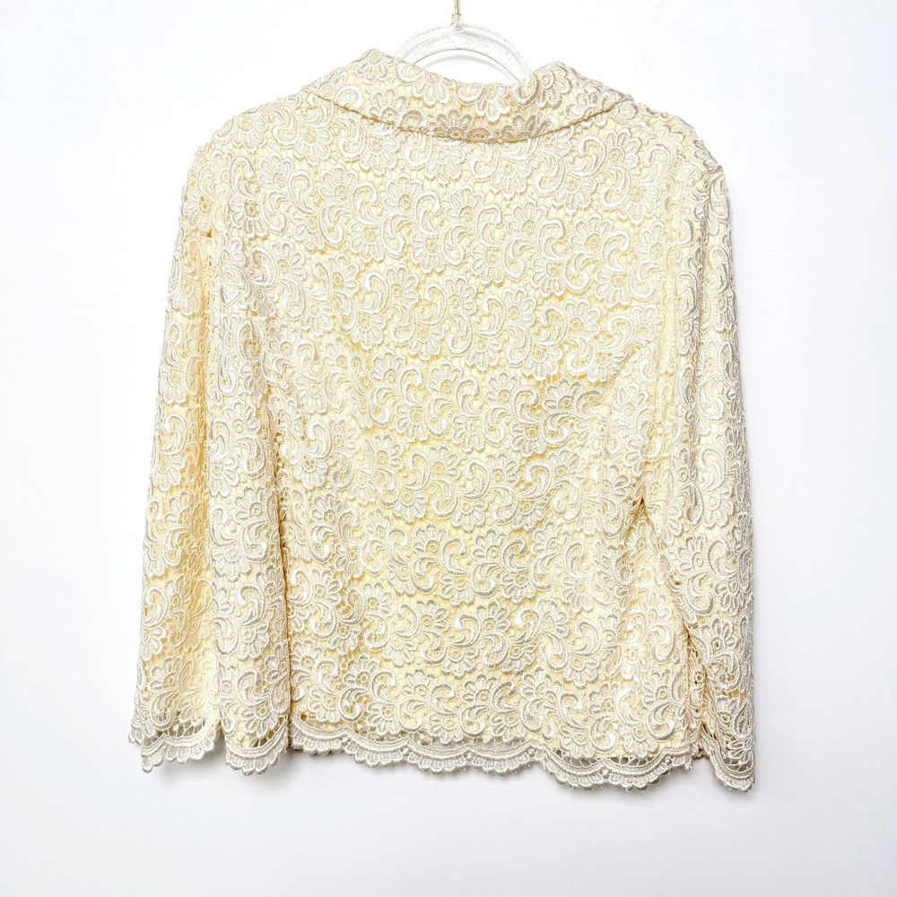 Vintage Talbots Floral Lace Jacket Ivory Cream Size 6 Fairy Ethereal Romantic - Picture 8 of 12